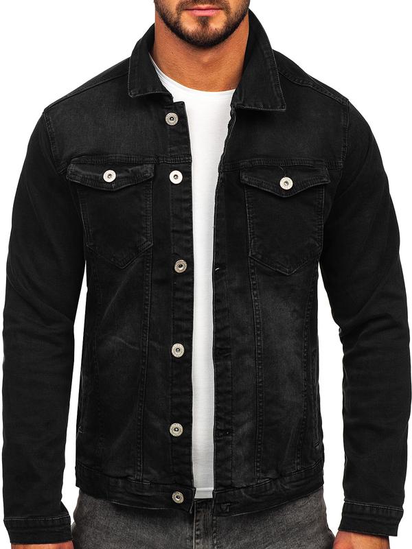 Herren Jeansjacke Schwarz Bolf 200