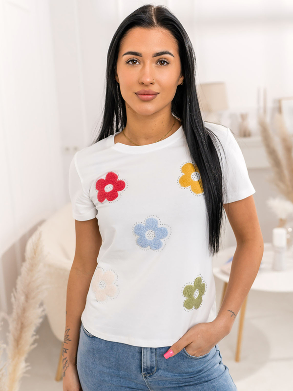Damen T-Shirt mit Applikation Weiß Bolf 95T2529