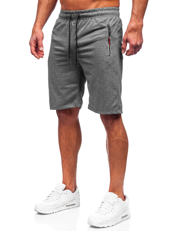 Herren Kurze Sporthose Shorts Schwarzgrau Bolf JX711