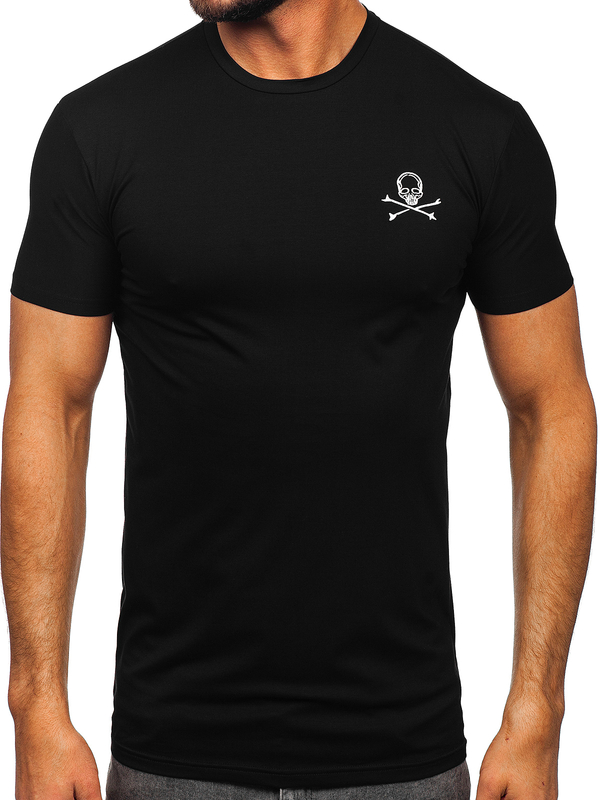 Herren T-Shirt mit Motiv Schwarz Bolf MT3049