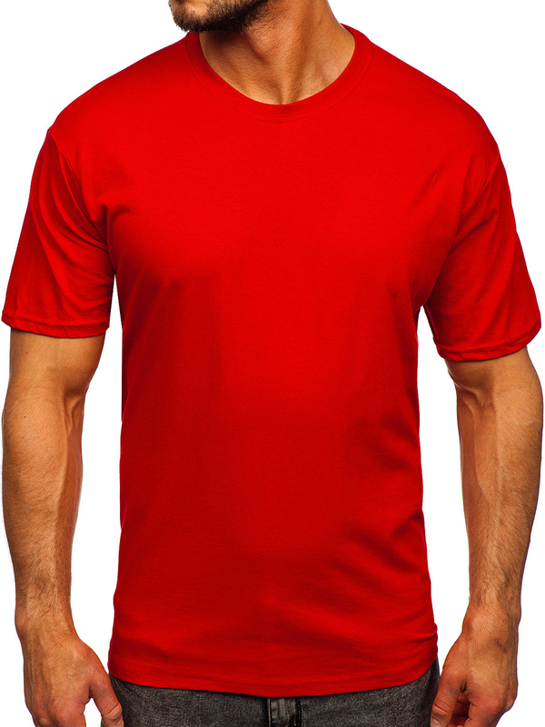 Herren Baumwoll Uni T-Shirt Rot Bolf 192397