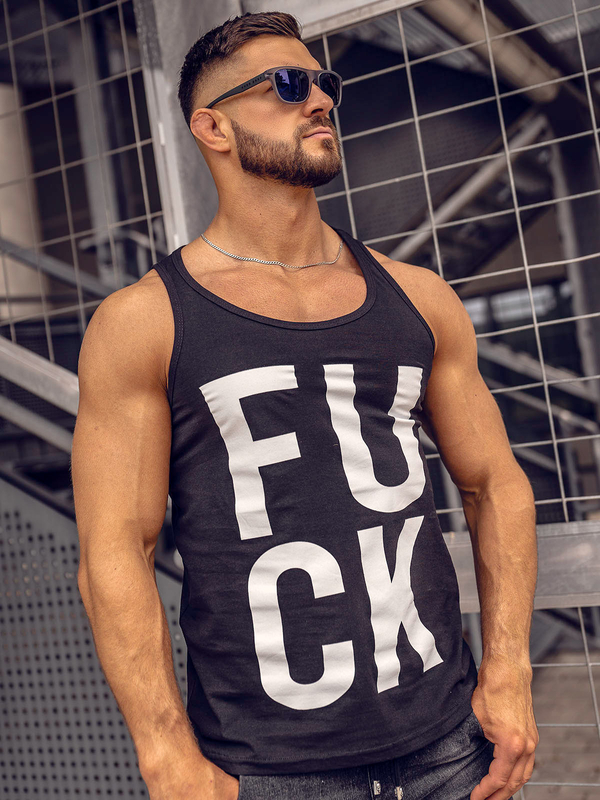 Tank Top mit Motiv Schwarz Bolf 14830A