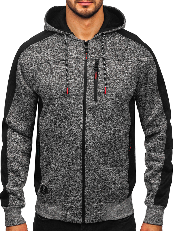 Herren Sweatjacke Sweatshirt Jacke mit Kapuze Anthrazit Bolf TC1230