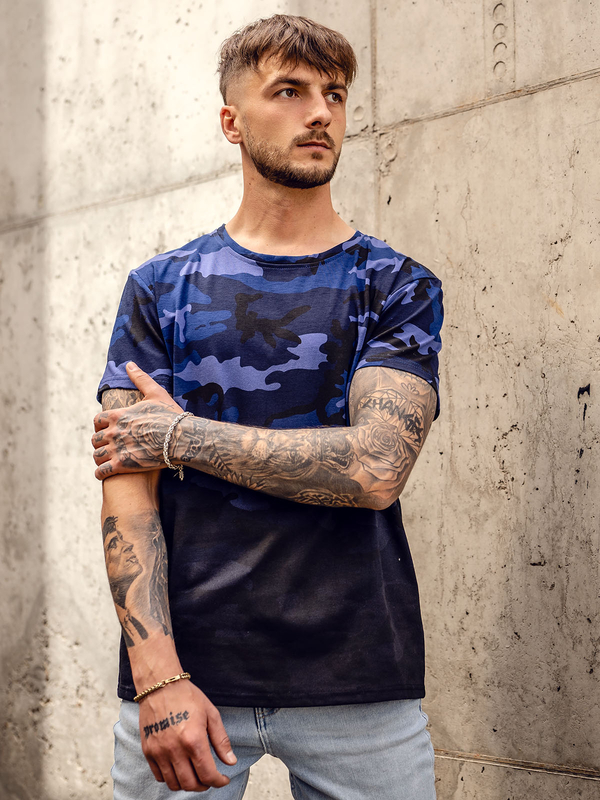 Herren T-Shirt mit Print Camo Dunkalblau Bolf S808A1