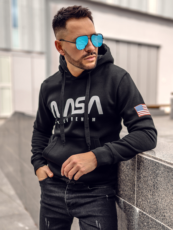 Herren Kapuzenpullover mit Kängututasche Schwarz Bolf 146956A