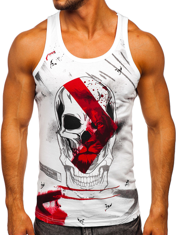 Herren Tank Top mit Motiv Weiß Bolf 14847