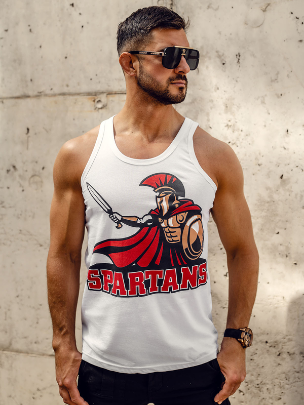 Herren Tank Top Boxing T-Shirt mit Motiv Weiß Bolf 143025A
