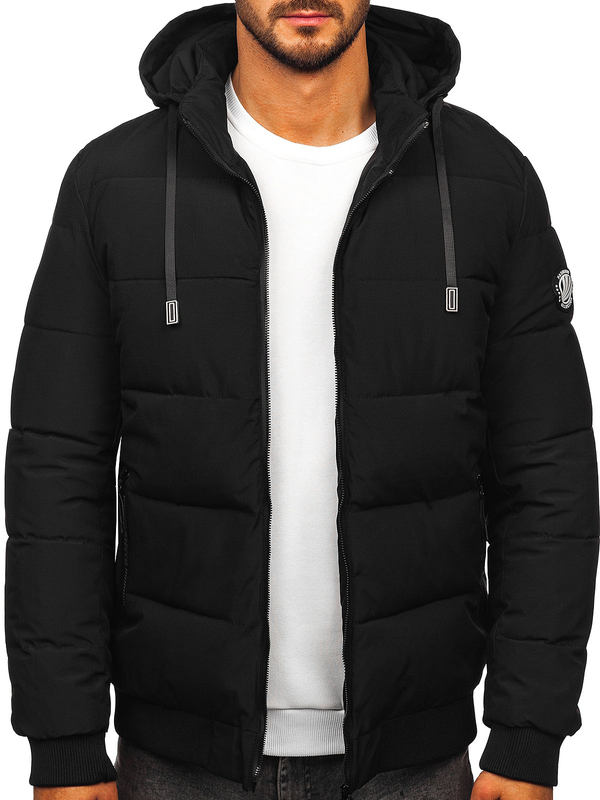 Herren Gepolsterte Winterjacke Schwarz Bolf 31M5023