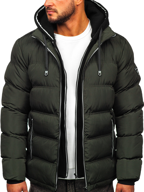 Herren Gepolsterte Winterjacke Grün Bolf 6881