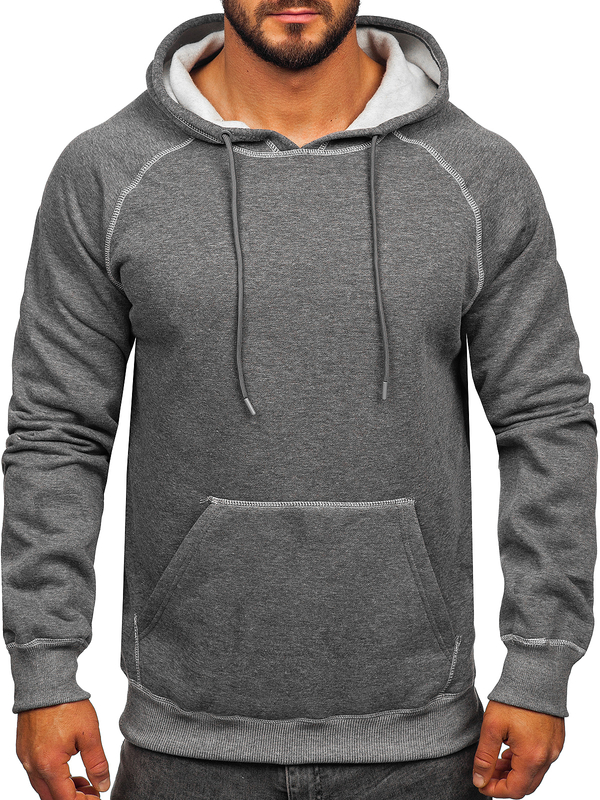 Herren Kapuzenpullover Schwarzgrau Bolf 8B152