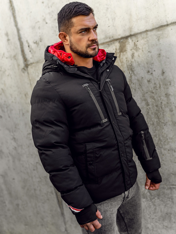 Herren Gepolsterte Winterjacke Schwarz Bolf 5M771A