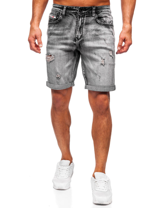 Herren Kurze Hose Jeanshose Jeansshorts Schwarz Bolf NG60392