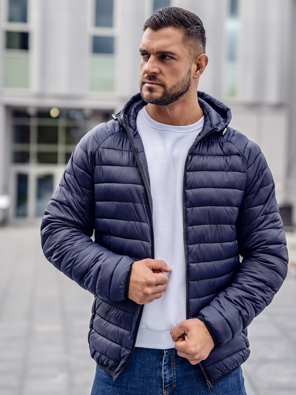 Herren Gepolsterte Übergangsjacke Dunkalblau Bolf 13021A