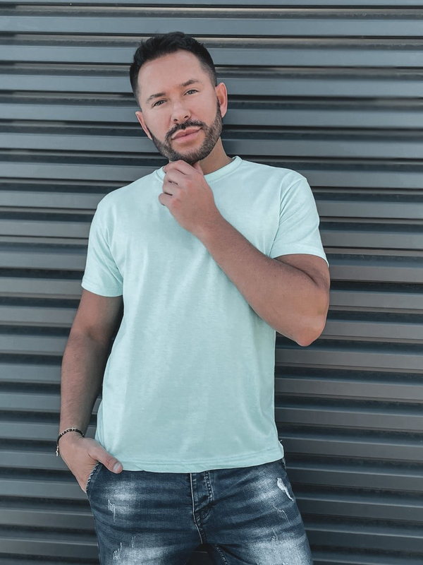 Herren Baumwoll Uni T-Shirt Mintgrün Bolf 192397A