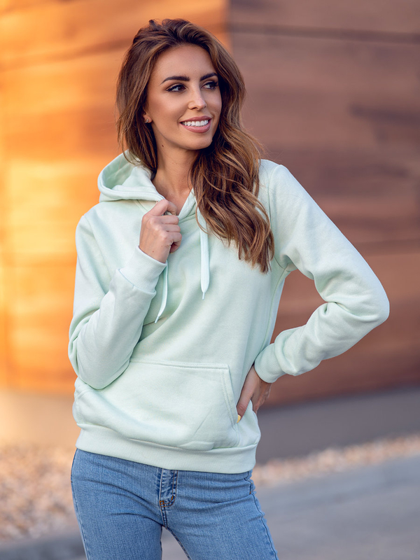 Damen Sweatshirt mit Kängurutsche Hell Mintgrün Bolf W02B