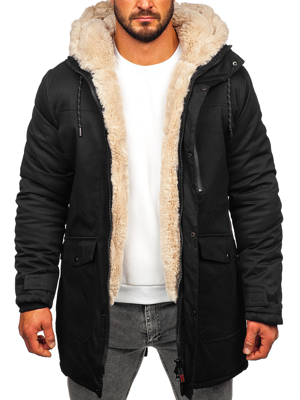 Herren Winterjacke Parka Schwarz Bolf 22M37