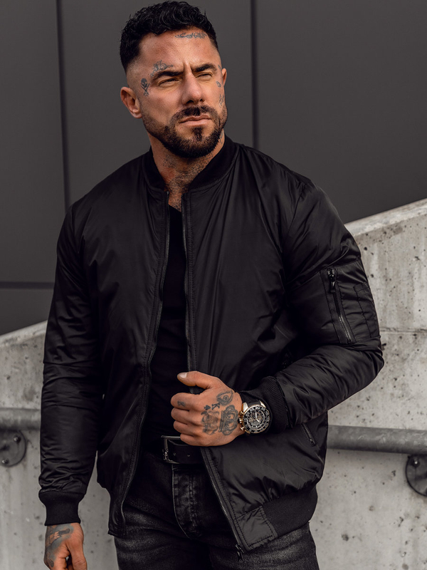 Herren Übergangsjacke Bomberjacke Schwarz Bolf AK95A