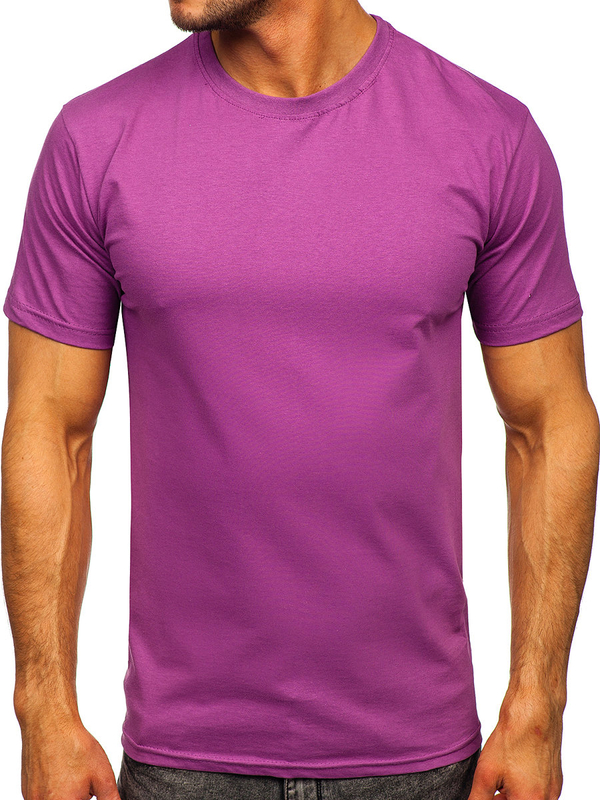 Herren Baumwoll Uni T-Shirt Violett Bolf 192397