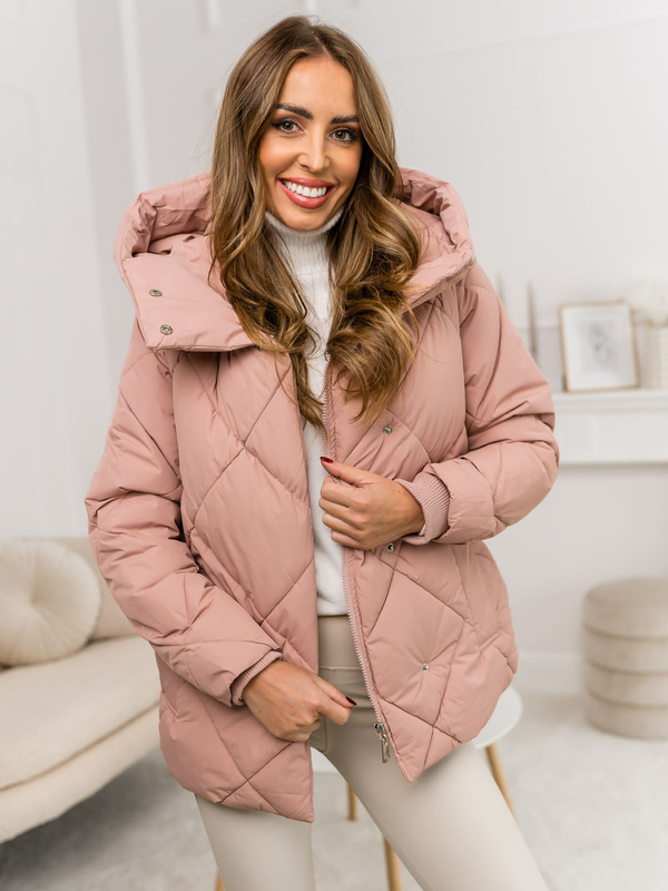Damen Gepolsterte Winterjacke mit Kapuze Rosa Bolf 5M3175