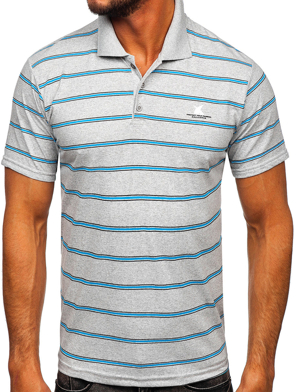 Herren Polohemd Kurzarm Grau Bolf 14954