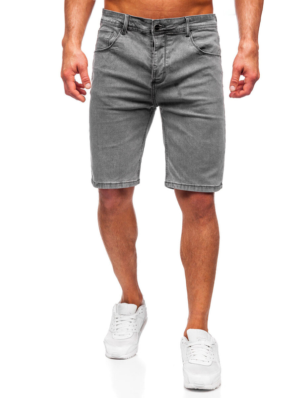 Herren Kurze Hose Jeansshorts Schwarzgrau Bolf MP0274