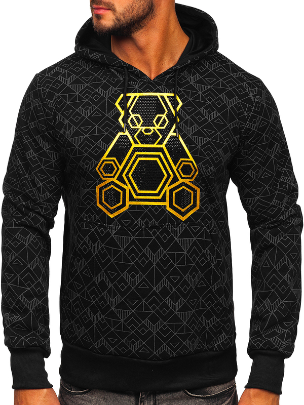Herren Kapuzenpullover mit Pailletten Applikation Schwarz Bolf HM566