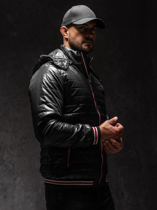 Herren Gepolsterte Übergangsjacke Schwarz Bolf 6191A1