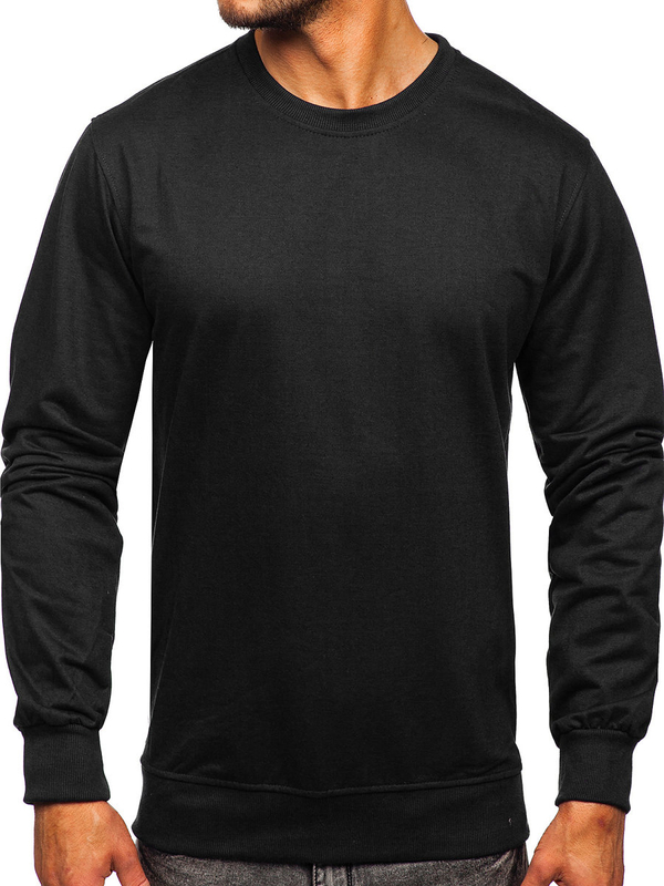 Herren Sweatshirt ohne Kapuze Schwarz Bolf B10001