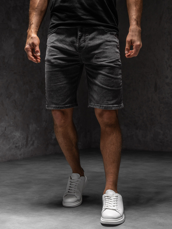 Herren Kurze Jeanshose Shorts Schwarzgrau Bolf MP0274GSA1