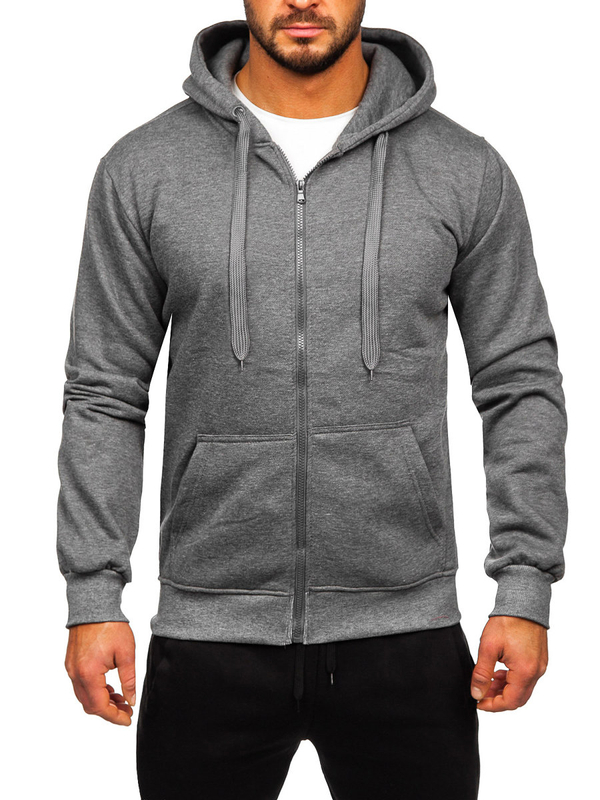 Herren Zweiteiler Trainingsanzug mit Kapuzenpullover Anthrazit Bolf D004