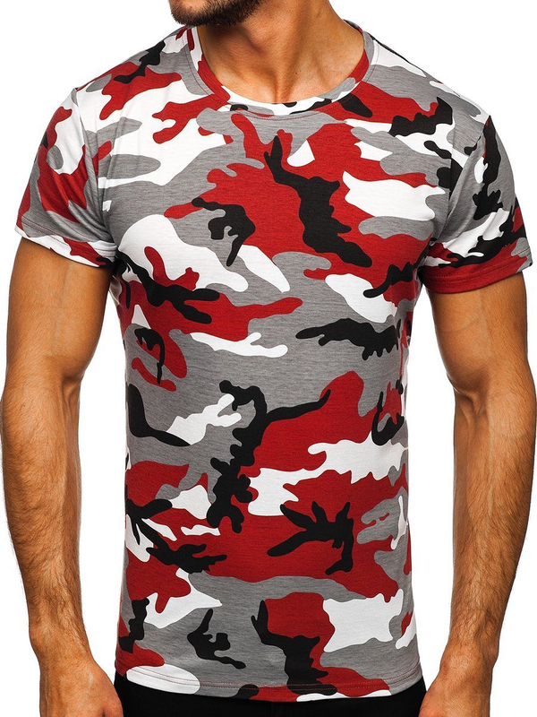 Herren T-Shirt Camo Grau-Weinrot Bolf S807