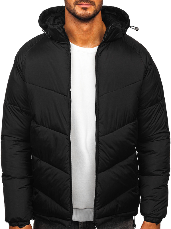 Herren Gepolsterte Winterjacke Schwarz Bolf 31M5058