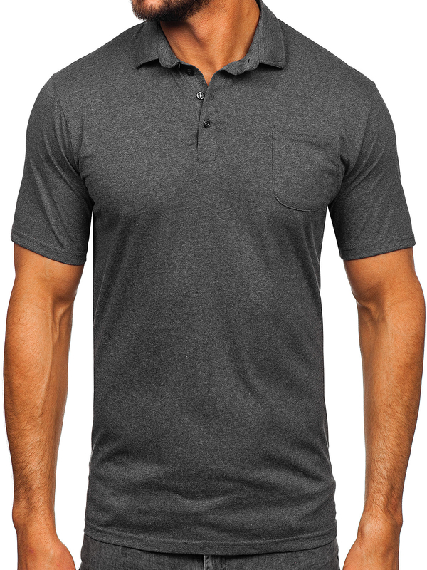Herren Baumwoll Poloshirt Schwarzgrau Bolf 143006