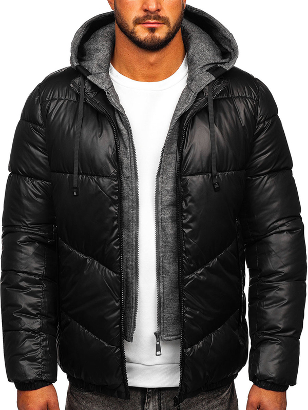 Herren Gepolsterte Winterjacke Schwarz Bolf B2906