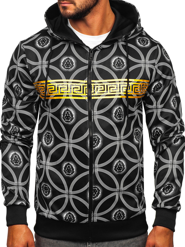 Herren Kapuzenpullover mit Rießverschluss Schwarz Bolf 27B8123