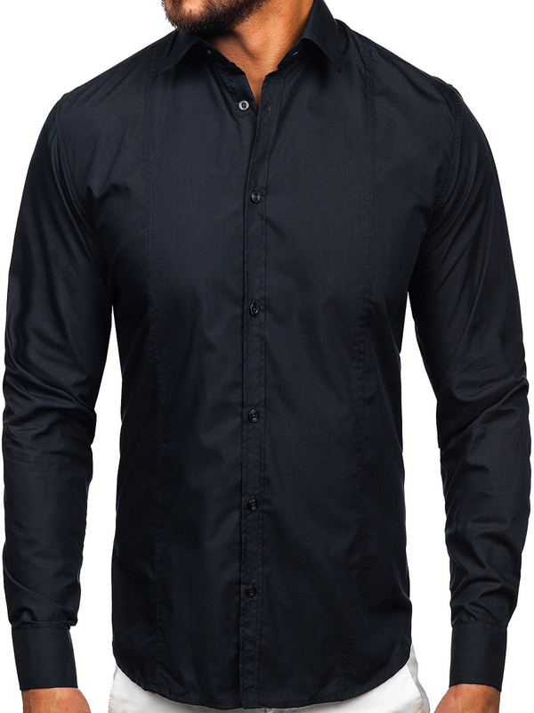 Herren Hemd Elegant Langarm Schwarzgrau Bolf 6944