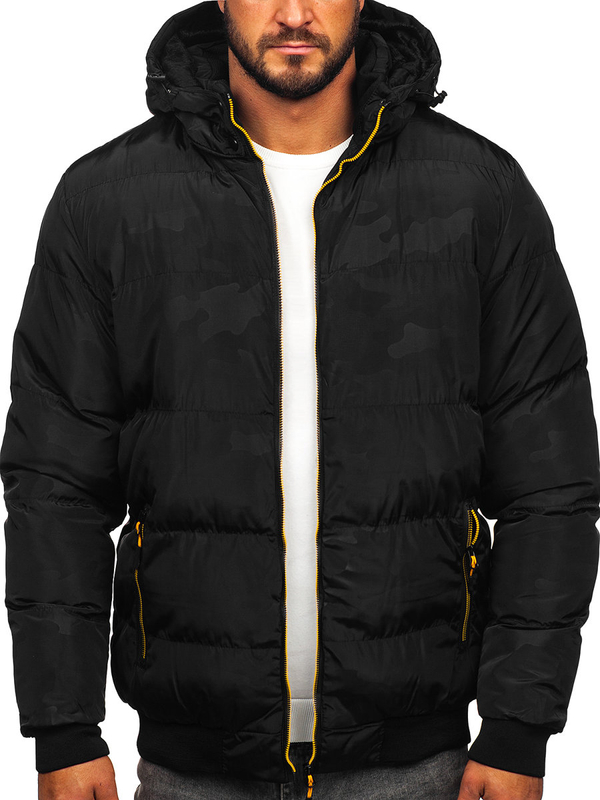 Herren Gepolsterte Winterjacke Schwarz Bolf 7270