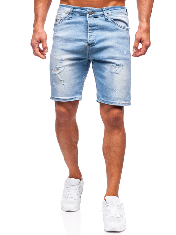 Herren Kurze Hose Jeansshorts Blau Bolf 0468