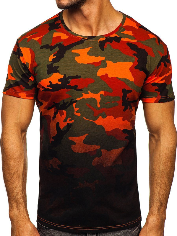 Herren T-Shirt mit Motiv Camo Grün-Orange Bolf S808