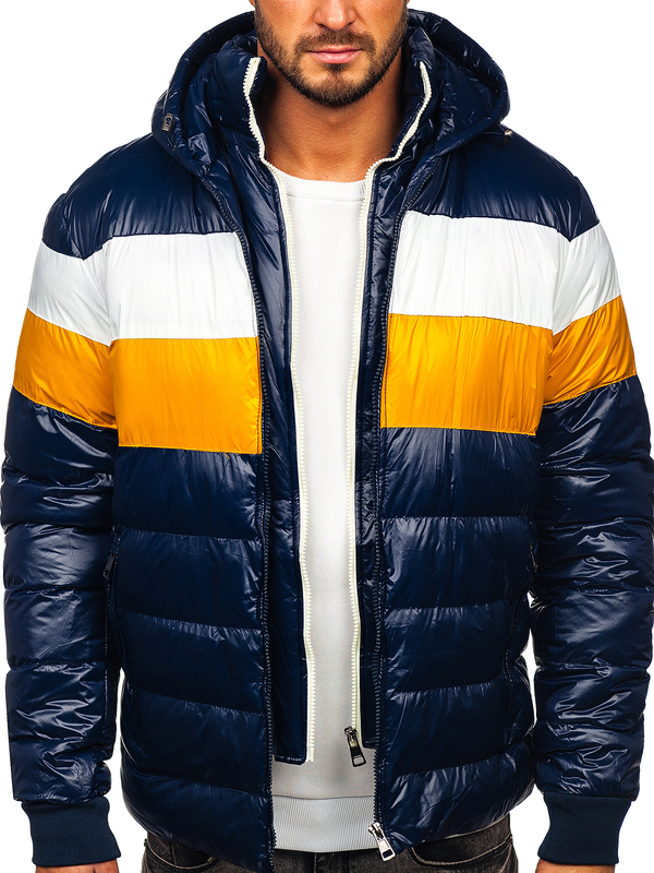 Herren Gepolsterte Winterjacke Dunkelblau Bolf 6592