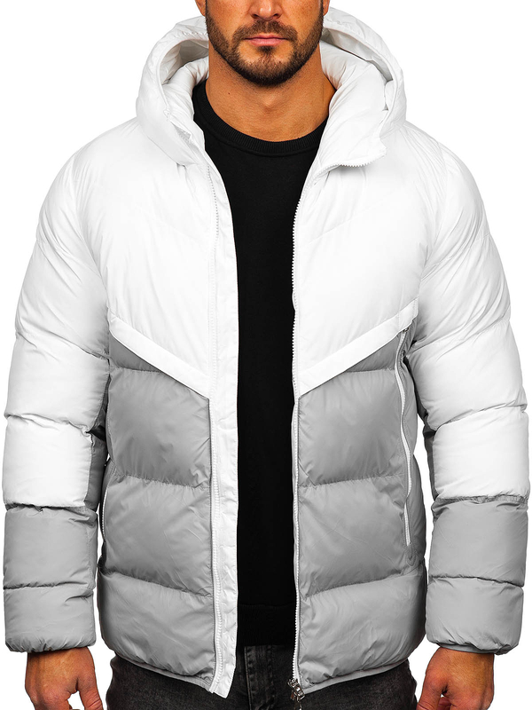 Herren Winterjacke Weiß-Grau Bolf CS1006