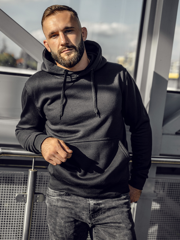 Herren Kapuzenpullover Kängurujacke Schwarz Bolf 2009A4