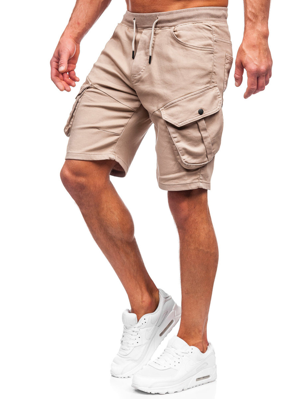 Herren Kurze Stoffhose Cargoshorts Beige Bolf 384k