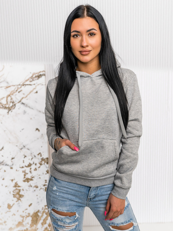 Damen Kapuzenpullover mit Kängurutasche Grau Bolf W02A1
