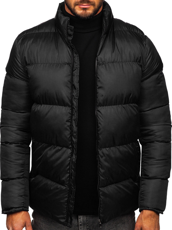 Herren Gepolsterte Winterjacke Schwarz Bolf 0025