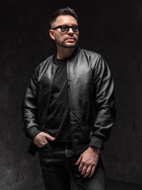 Herren Kunstlederjacke Bomberjacke Schwarz Bolf 3A65A1