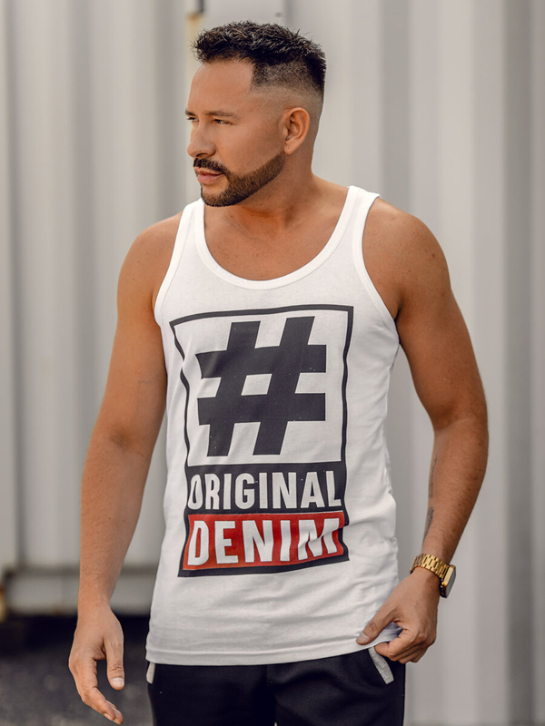 Herren Tank Top mit Motiv Weiß Bolf 14834A