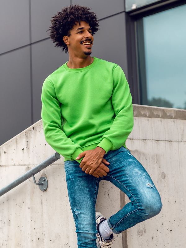 Herren Sweatshirt ohne Kapuze Hellgrün Bolf 2001A