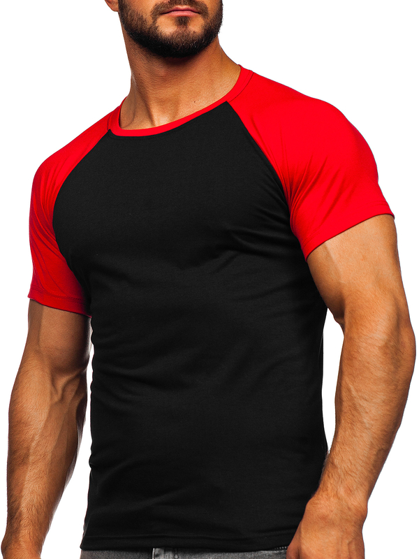 Herren T-Shirt Schwarz-Rot Bolf 8T82