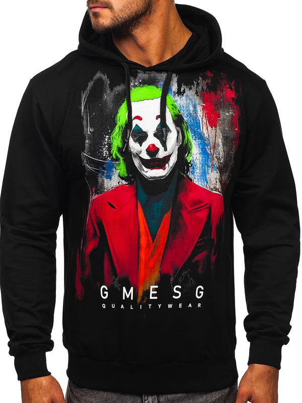 Bolf Herren Kapuzenpullover mit Motiv Schwarz  6161